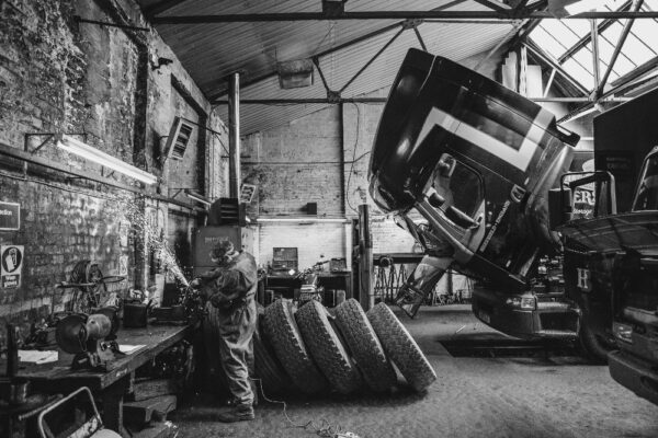 mechanic welding black and white mood photo