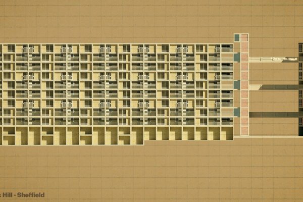 2D Render of Park Hill Flats - I Love You Will You Marry Me